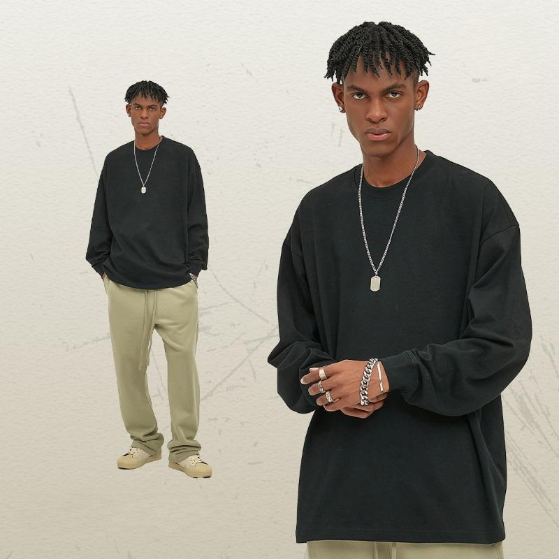 

EastRogue Heavyweight 305g Loose Long-sleeved T-shirt In 12 Colors, European and American Pure Cotton Top. XXL чёрный