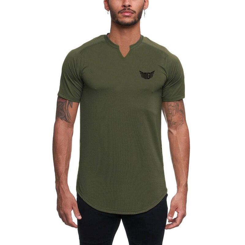 Muscleguys Men's Body-building Short Sleeved T-shirt Slim Fitting Breathable Sweat Absorbing Fitness Suit Sports Casual Tops
