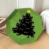 Black Cat Christmas Tree Umbrella: A Unique, Festive Design for Outdoor Adventures - Auto-Open/Close, Lightweight & Durable