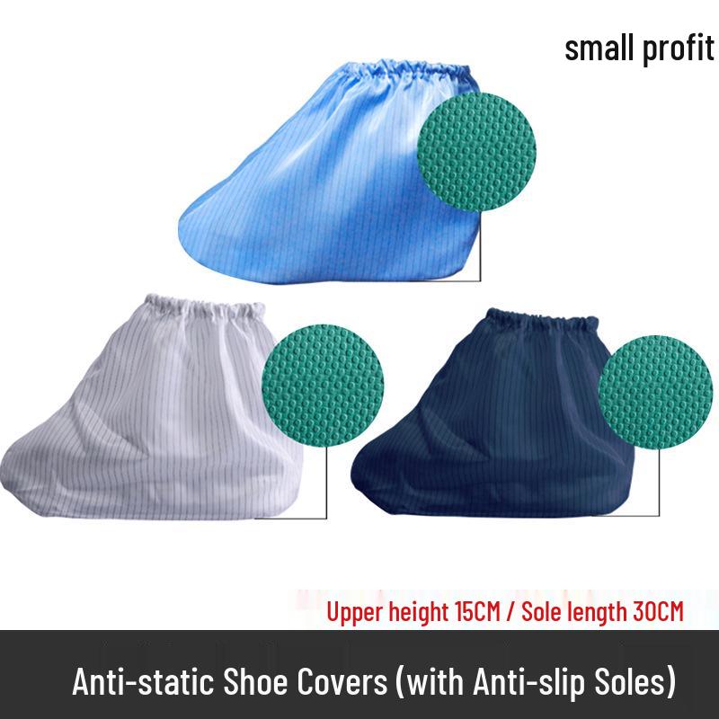 Anti-Static Dust-Free Shoe Covers with Anti-Slip Bottom, Washable Conductive Strips, and Dust-Proof Design