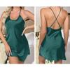 TERMEZY Women Sexy Nightwear French Pajama Sleeveless Slip Nightdress Ice Silk Satin Satin Night Sleepcoat Backless Lingerie