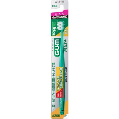 GUMAS. Gum Plus Dantų šepetėlis 4-eilių Kompaktiškas #366 "Paprastai sergant periodontitu dantų šepetėliais švelniai apvedžiokite dantenų kraštą šepetėlio galiuku"