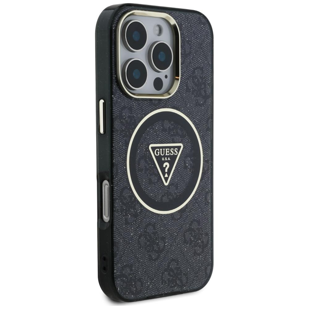 Etui Guess Iml Metal Glitter 4G Circle   Triangle Magsafe Do Iphone 16 Pro Czarny