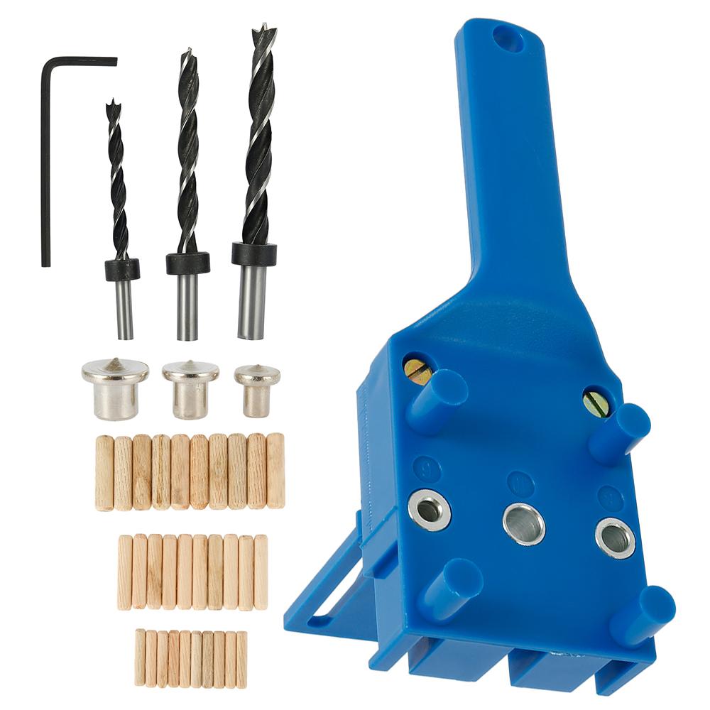 Quick Wood Doweling Jig Plastic ABS Handheld Pocket Hole Jig System 6/8/10mm Drill Bit Hole Puncher For Carpentry Dowel Joints