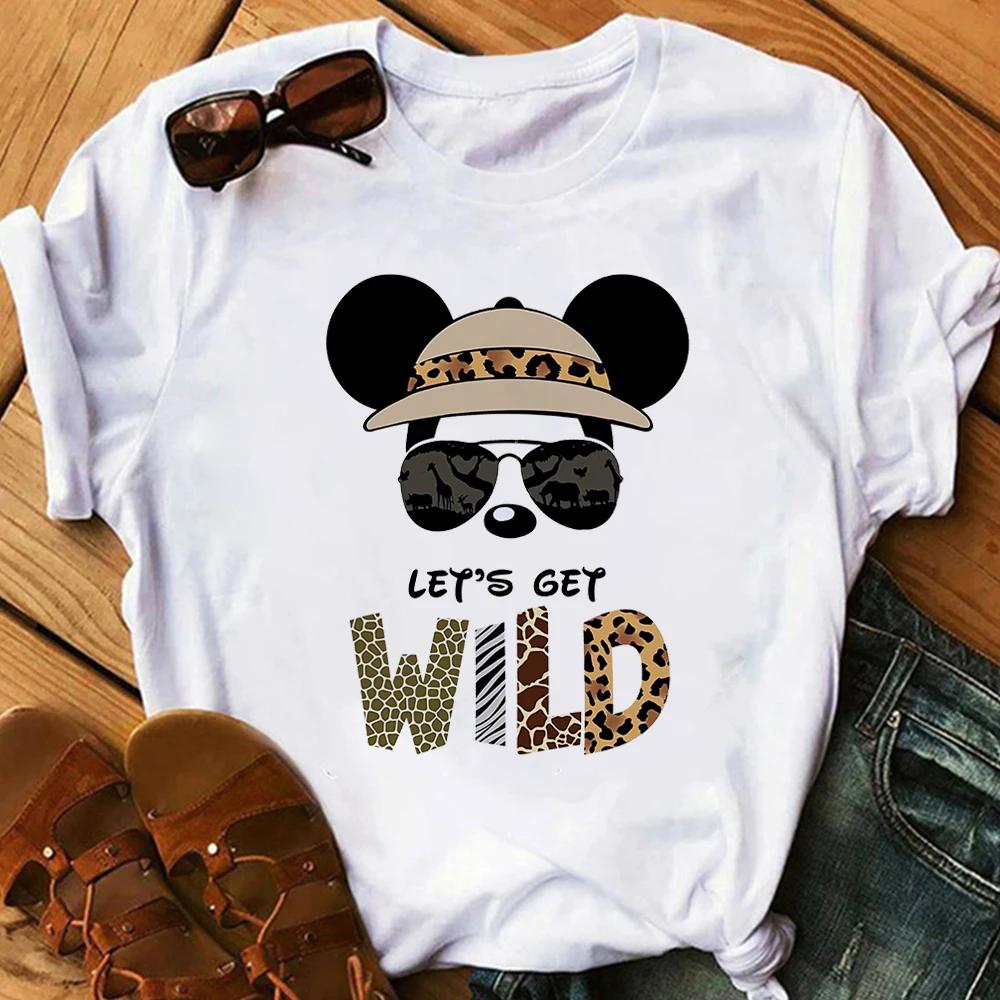 Fashion Disney Cartoon Men Tees Mickey Mouse T Shirt Women Summer Family Clothing Female T-shirts Streetwear Y2k Ladies Blouses