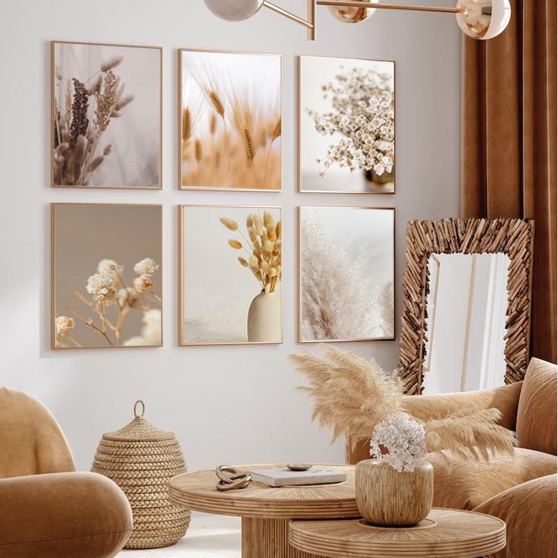 Nordic Autumn Landscape Poster Reed Daisy Plant Canvas Painting Pastoral Aesthetic Printing Picture Living Room Home Decoration