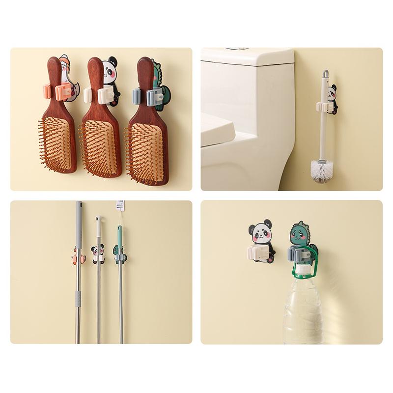 Self Adhesive Wall Mop Holder Brush Broom Organizer Rack Multi-Purpose Door Key Umbrella Hanger Hook Bathroom Toothbrush Storage