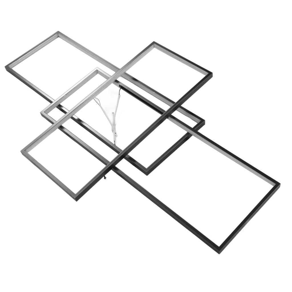 Modern LED Ceiling Light Dimmable 3 Layer Rectangular Flush Mount Lighting Fixture Ceiling Lamp with Remote for Bedroom