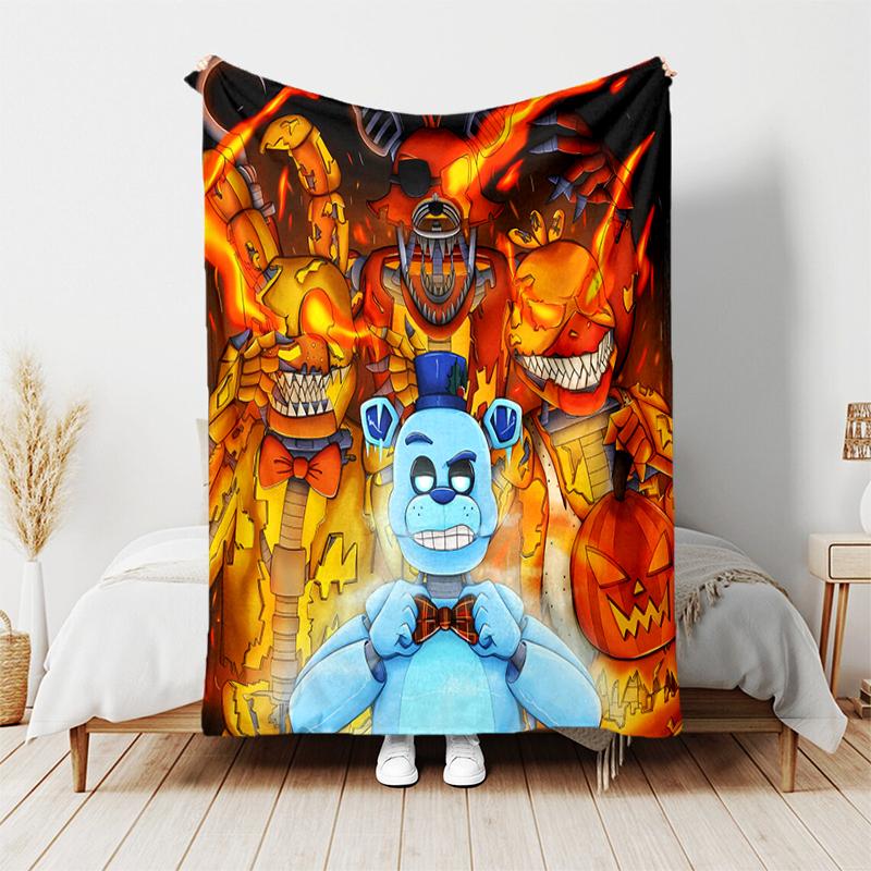 1pc Blanket Five Nights at Freddy's2 Print Design, Lightweight Blanket for Sofa, Bed- Soft &Warm, Gift for All Seasons like Christmas, Halloween