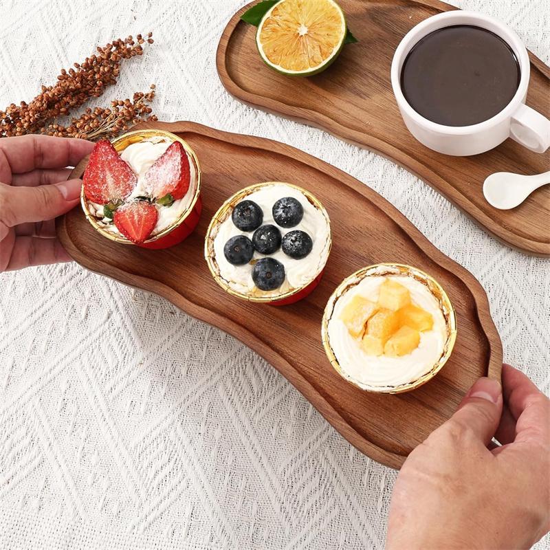 Wooden Tea Coffee Tray Fruit Dessert Candy Plate Japanese Style Bread Snack Food Dish Tray Decorative Tableware for Home Kitchen