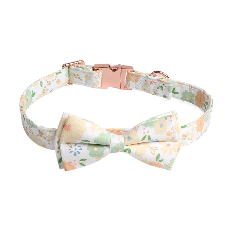 New Floral Dog Collar Rose Gold Sunflower Bow Pet Collar for Dogs Cat Collar Cat Harness Dog Clothes Dogs Accessoires Pet