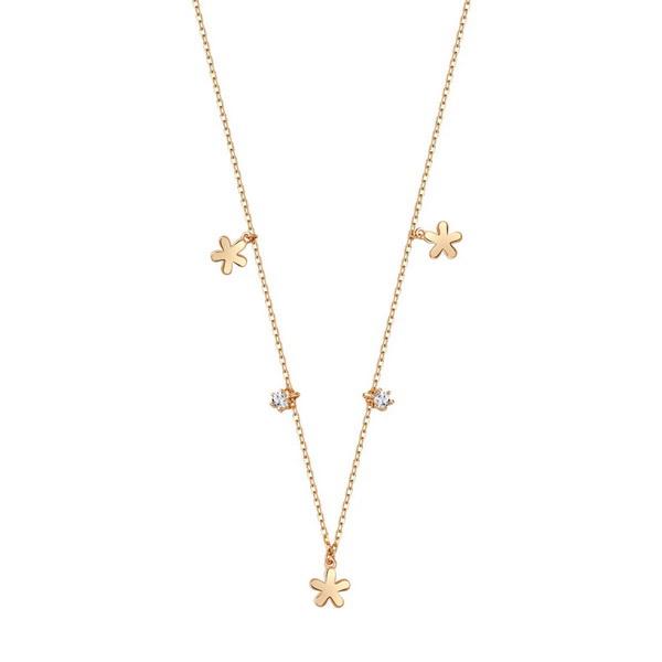 Delicate Silver Necklace with Flowers and Cubic Zirconia
