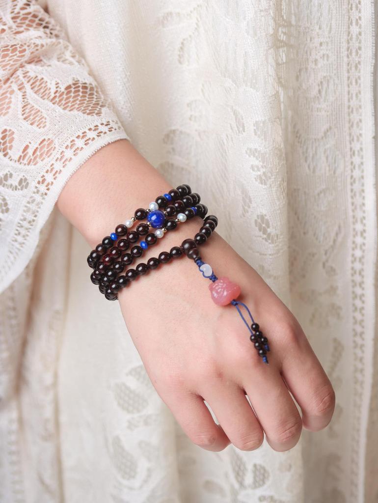 Small-Leaf Rosewood Buddhist Beads Bracelet - 0.8 Multiloop for Men & Women