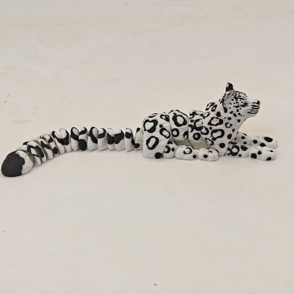 3D Printed Animals Figurine Articulated Simulation Figurine Cute Snow Leopard Model Home Decor