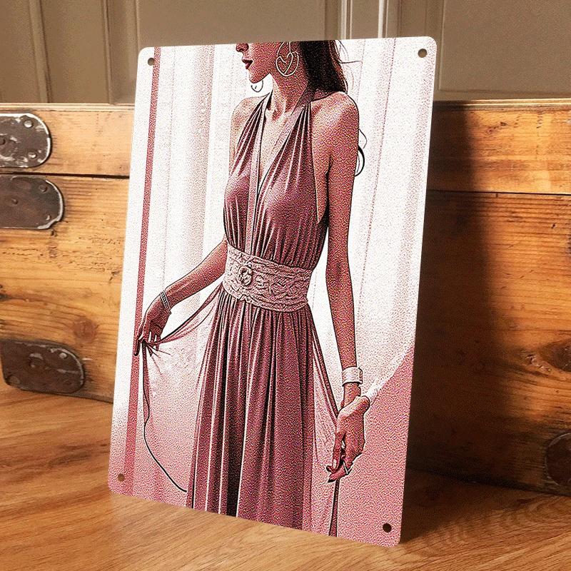 

1 piece of modern minimalist style female figure tin wall hanging plaque, home living room and bedroom wall decoration, art illu (as the picture,20x30cm)