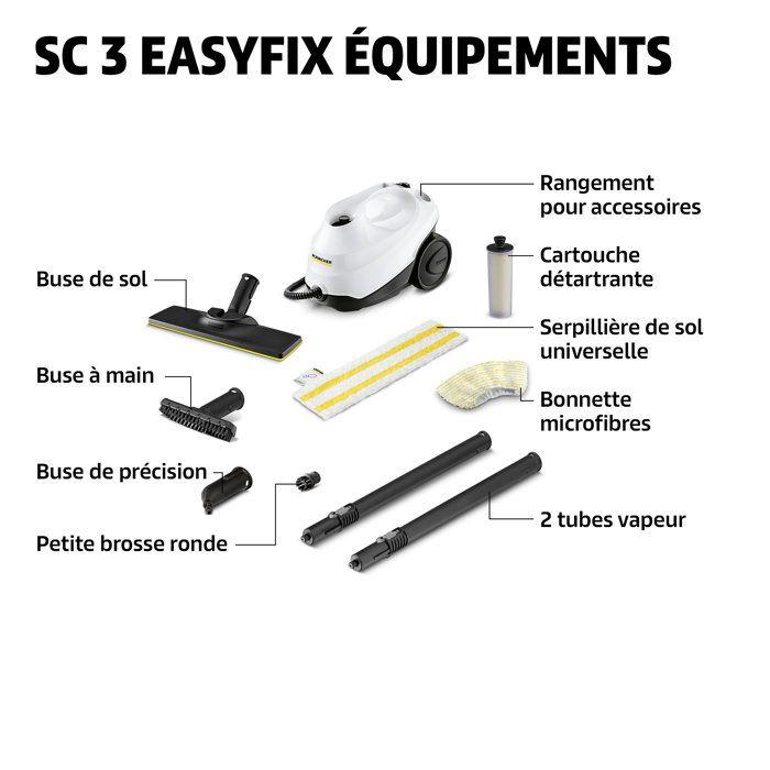 KARCHER SC 3 Upright EasyFix Steam Mop - 1600W - Rapid Heating 30s - Cleans 60 M² Eliminates Up To 99.99% of Viruses