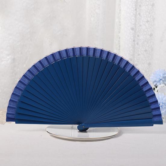 Wooden Folding Fan Solid Color Chinese Japanese Style Hand Fan Portable Wedding Dance Party Decorative Handheld Fan