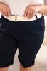 Spodenki Damskie Bawełniane Plus Size Z Paskiem Granatowe Xxxxl