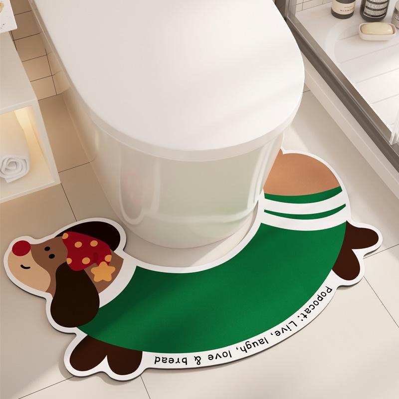 Sausage Dog Diatom Mud Absorbent U-Shaped Non-Slip Bathroom Mat 38*59cm (Diatomaceous Earth)