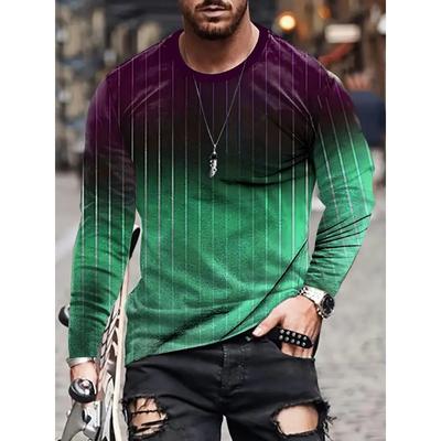 Men's Spring and Autumn Long Sleeve T-shirt Men's Loose Round Neck Hoodie 3D Printed Printed Long Sleeve Top