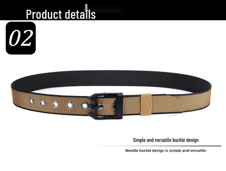 Men's Nylon Canvas Belt with Rotating Alloy Pin Buckle - Durable, Versatile Outdoor Tactical Belt
