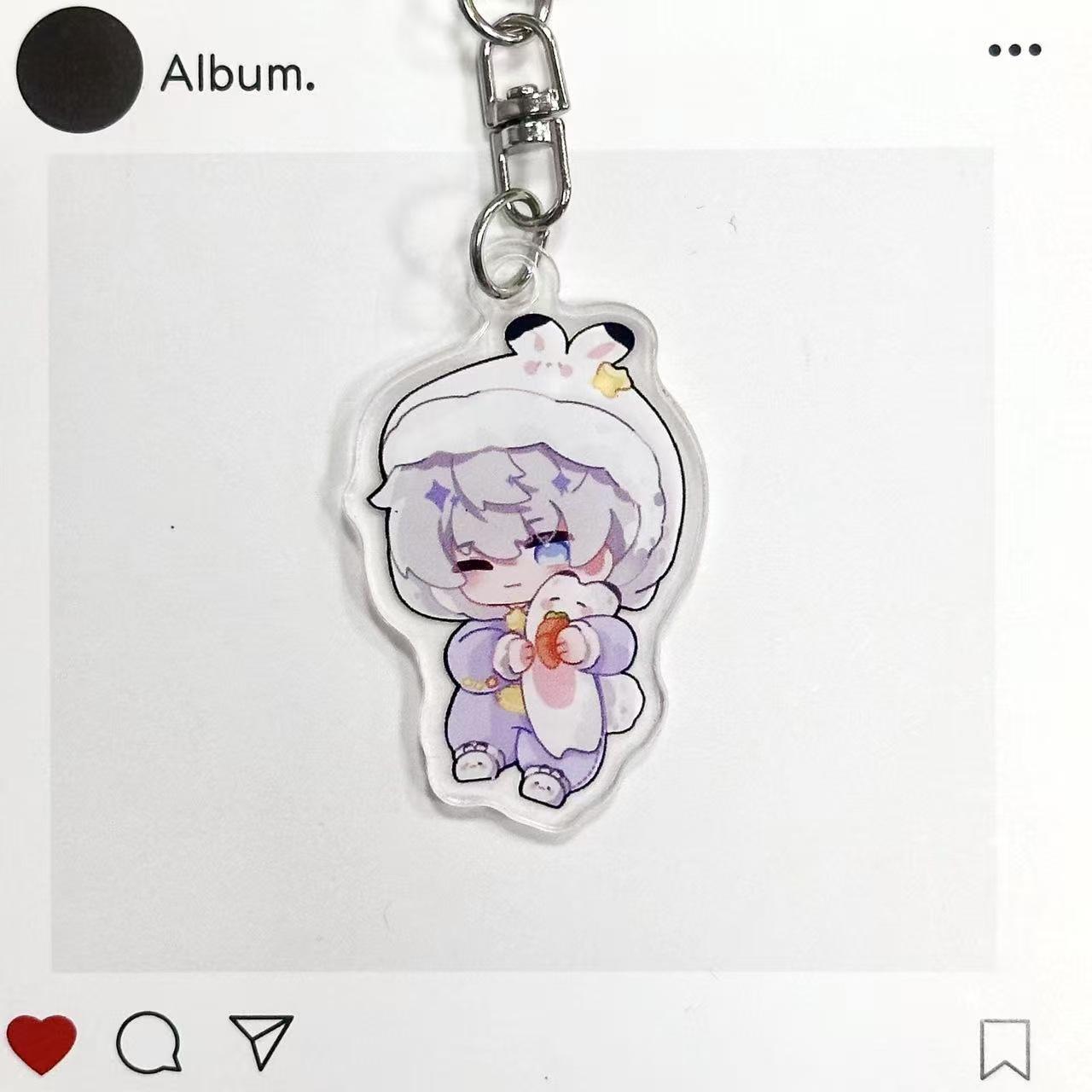 Love & Deep Space Cartoon Acrylic Keychain - Cute Pendant Gift for Best Friends