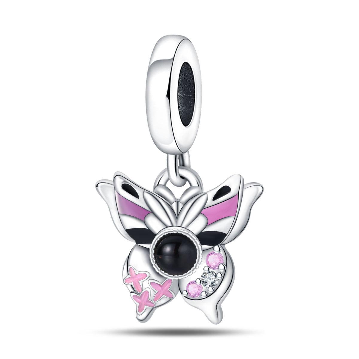 S925 Silver 925 Silver Flower Butterfly Pendant Beaded Bracelet Necklace DIY Jewelry Making Kit