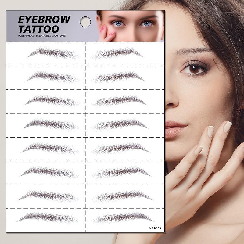 Adesivo Tatuaggio Temporaneo Sopracciglia 4D Effetto Pelo Moda Lunga Durata Trasferimenti Trucco Bianco 8 Forme Sopracciglia Carta