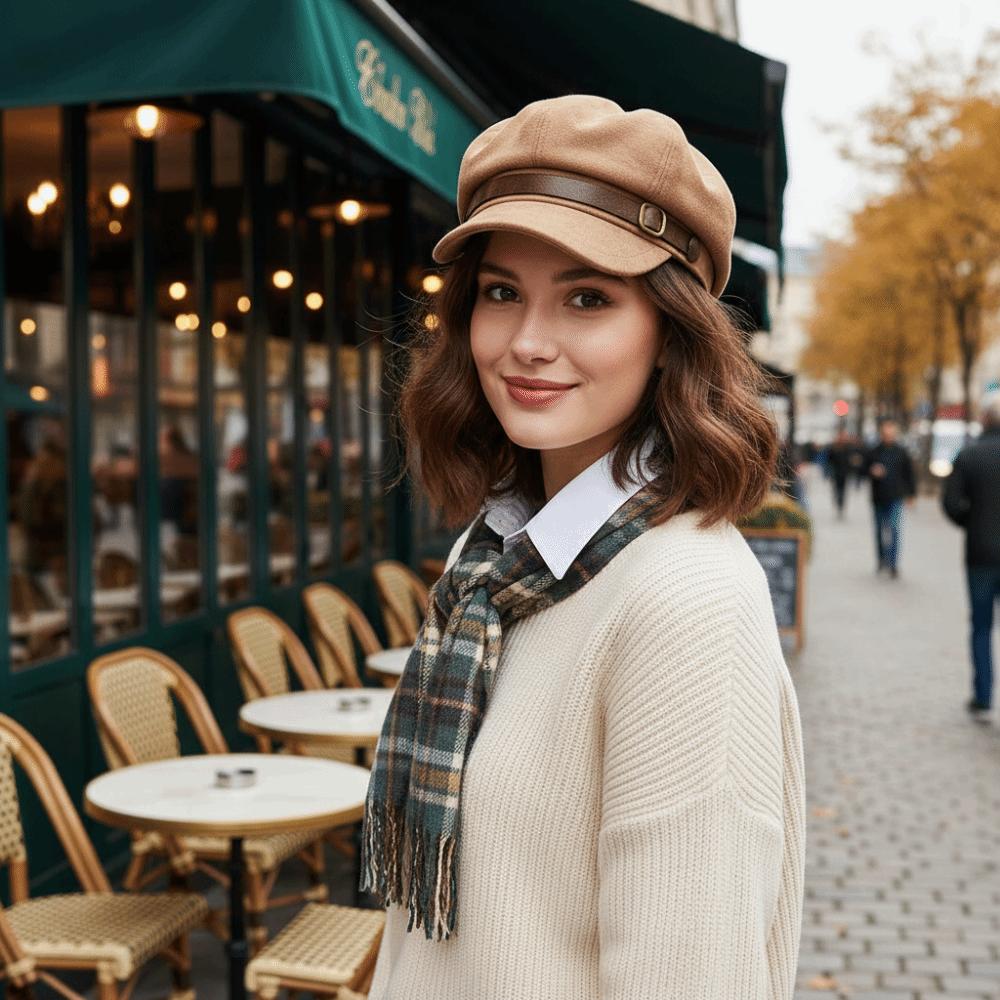 Warm Newsboy Hat Flat Top Women Octagonal Hat Casual Suede Berets  Autumn Winter