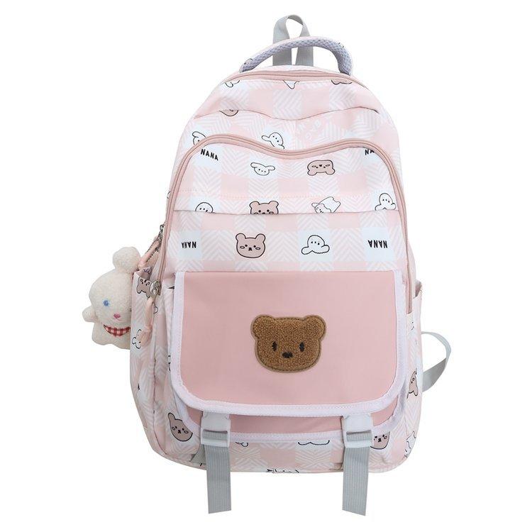 

Шкільний рюкзак для студентів середньої школи, рюкзак великої ємності, жіночий рюкзак із захистом від хребта рожевий