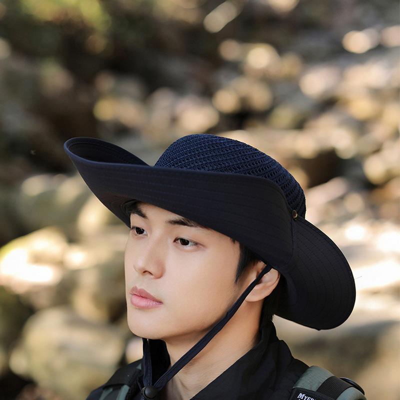 Lato Kapelusz przeciwsłoneczny z dużym rondem Męski Oddychający Czapki wędkarskie Ochrona przed słońcem UV Outdoor Szybkoschnący Składany Kapelusz przeciwsłoneczny Czapka turystyczna plażowa