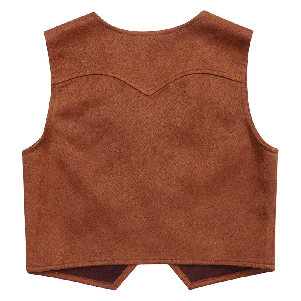 Kids Boys Western Cowboy Cowgirl Vest Halloween Holiday Carnival Party Dress Up Role Play Cosplay Jacket