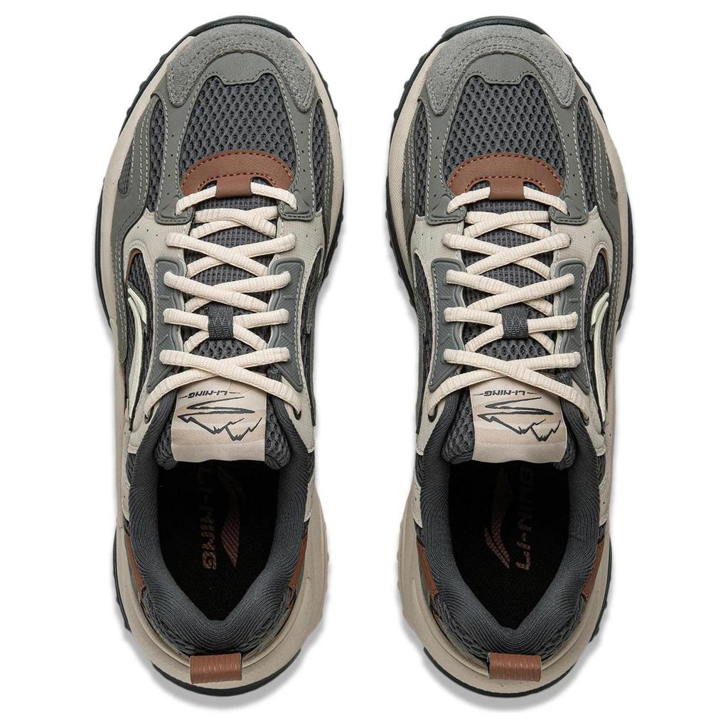 Li Ning Churui V2 Trend Klassisch Verschleißfest Rutschfest Low-Top Freizeitschuhe Herren Sneaker Schwarz Grau Grün AGCU375-3
