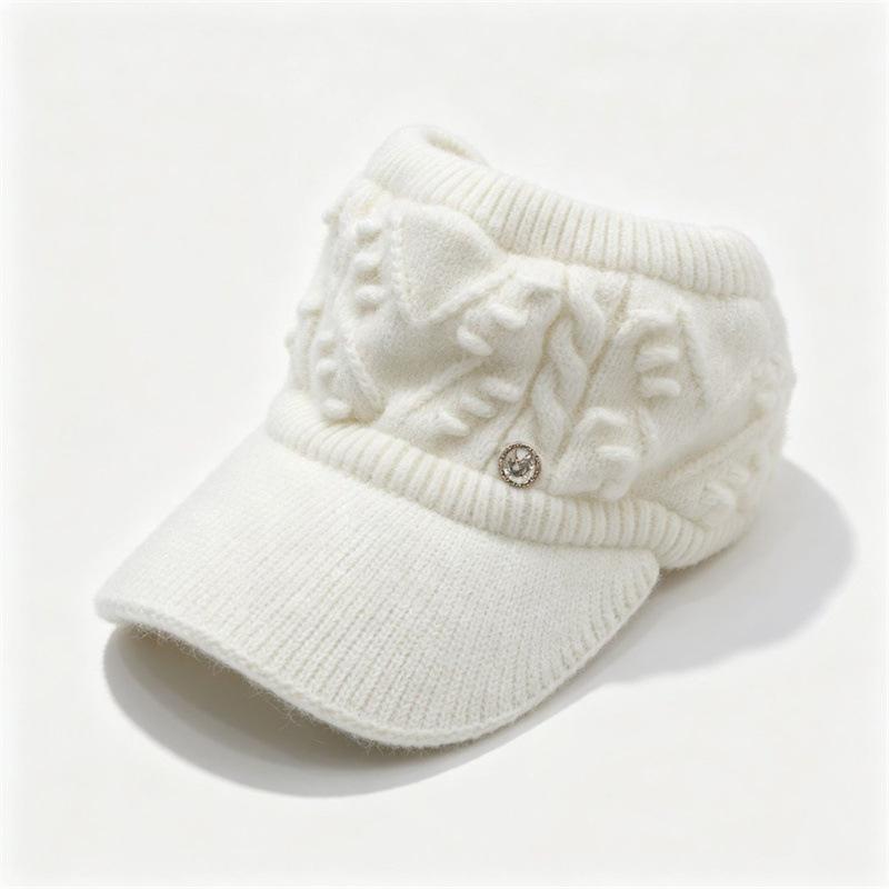 Autumn and Winter Versatile Warm Empty Top Hat Thickened Ponytail Cold Protection Ear Protection Knitted Hat Hat Women's Fashion Cap