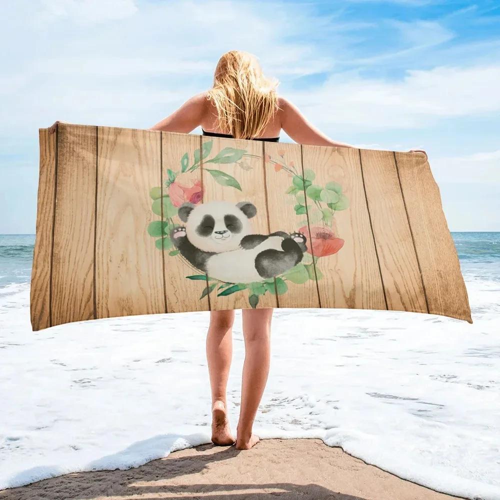 Panda Beach Towel Bathroom Cute Cartoon Animal Soft Quick-drying Bath Towel Kids Teen Adults Gifts Shower Summer Blanket Towels