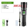 High Power XHP70 Flashlight Rechargeable LED Torch Telescopic Zoom Light For Camping Waterproof Lamp