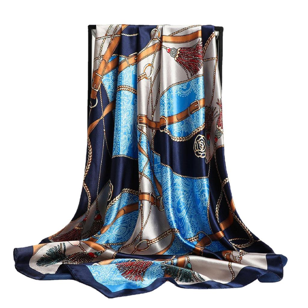 Color Block Silk Square Scarf - Versatile Women's Accessory for All Seasons, Perfect for Neckwear and Sun Protection