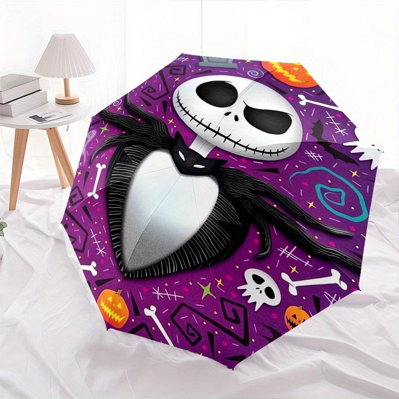 Jack Skellington, Halloween Automatisches Öffnungs- und Schließschirm - 8-Speichen FaltDesign, Leicht und Tragbar, Geeignet für Täglichen Busin