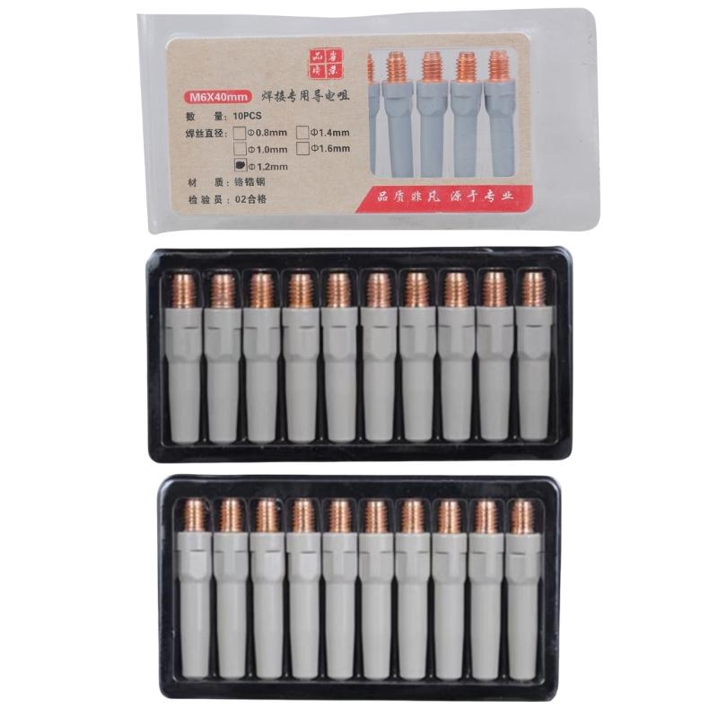 10Pcs/set Welding Torch Accessories Consumables 0.8/1.0/1.2mm MIG Torch Gas Nozzle Tip Holders Welding Equipment