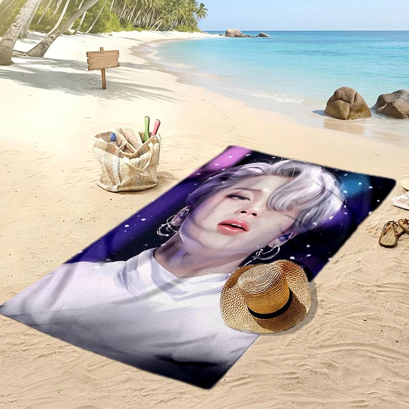 BTS Korean members Printed Quick Dry Beach Towel Super Absorbent Soft Lightweight Bath Towel for Pool Summer Travel