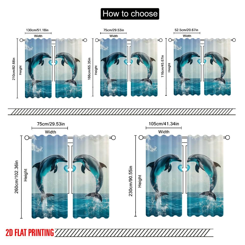 2pcs,2D Plane Printing Curtains OceanLove Polyester Easy Install (without Rod) Gifts for Living Room, Bedroom, Kitchen &