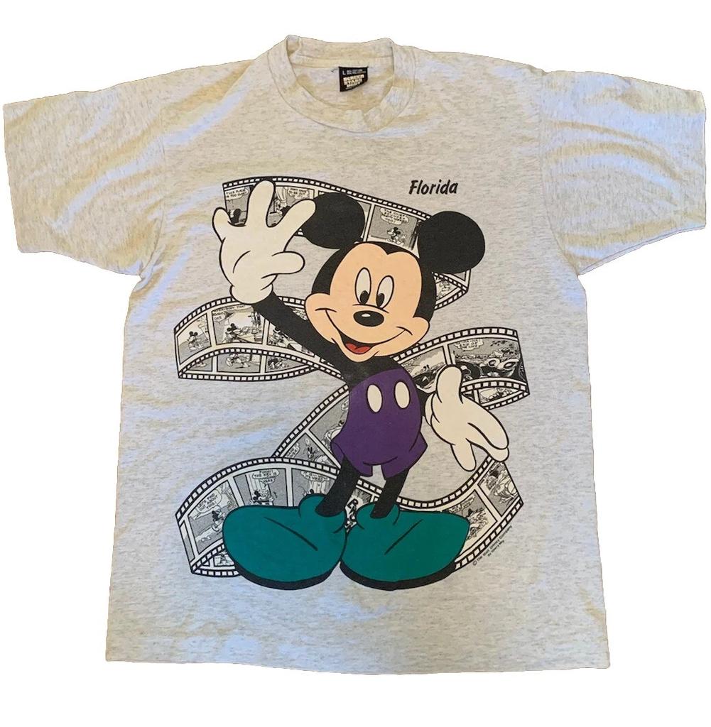 Vintage Mickey Mouse Disney Florida T Shirt Men Large Screen Stars 90s Single Ss
