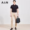 Men's Striped Acetate Silk Blend Short Sleeve Polo Shirt