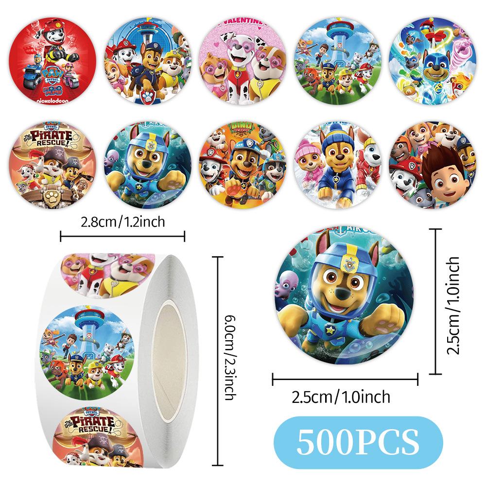 500pcs/lot Paw Patrol Stickers Rolling Animal Roll Stickers Small Cute Game Sticker DIY Gift Sealing Label Decoration Creative 5