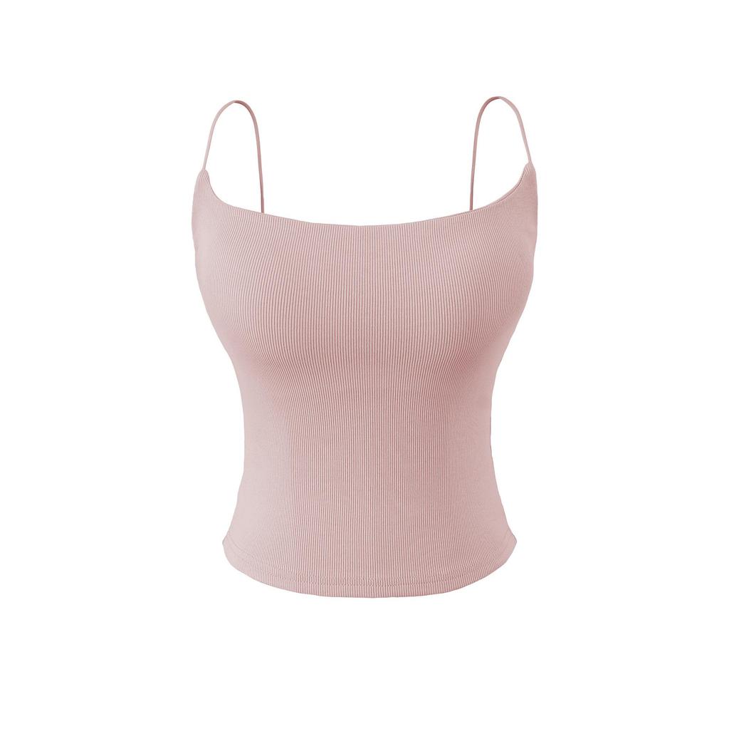 Seamless Padded Camisole with Elastic Straps, Sweat-Absorbent Cotton-Feel Lingerie Top, Versatile Multi-color Options