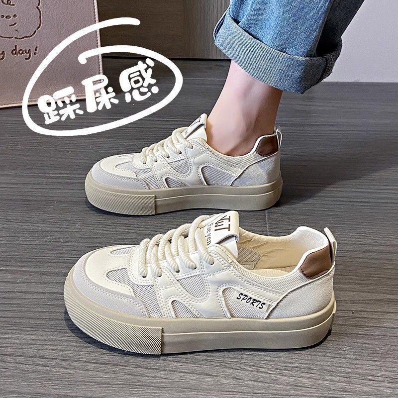 Platform white shoes women's 2025 summer new mesh breathable low-top casual board shoes Platform versatile muffin shoes