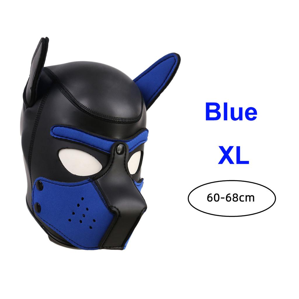 XL-Größe, brandneue, modische, gepolsterte Latex-Gummi-Rollenspiel-Hundemaske, Welpe, Cosplay, voller Kopf mit Ohren, 10 Farben, Leistung