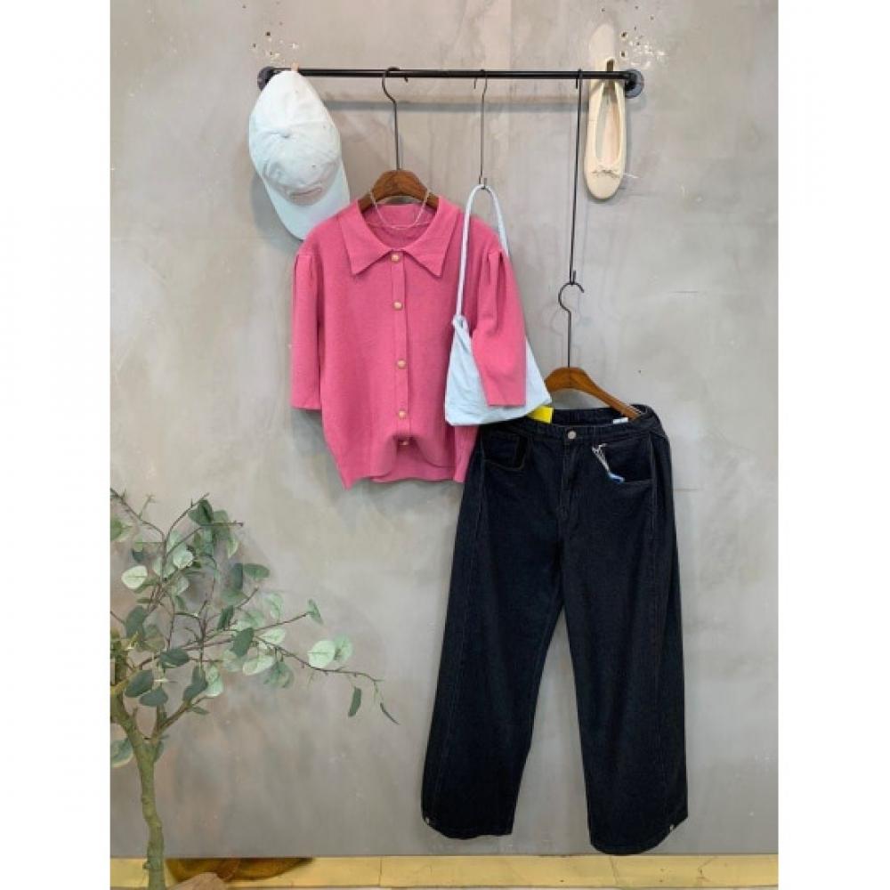 C S In The Room Side pIn tuCk Snap Wide jeanS 4Color 6Size