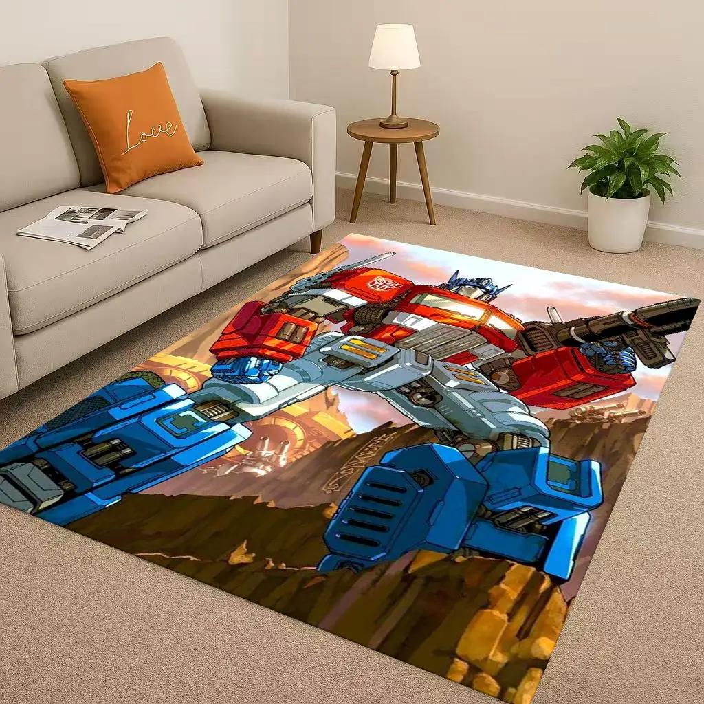 3D T-Transformers Optimus Prime Bumblebee Cartoon Living Room Non-Slip Area Rug Carpet For Bedroom Sofa,Easy Clean Home Doormat