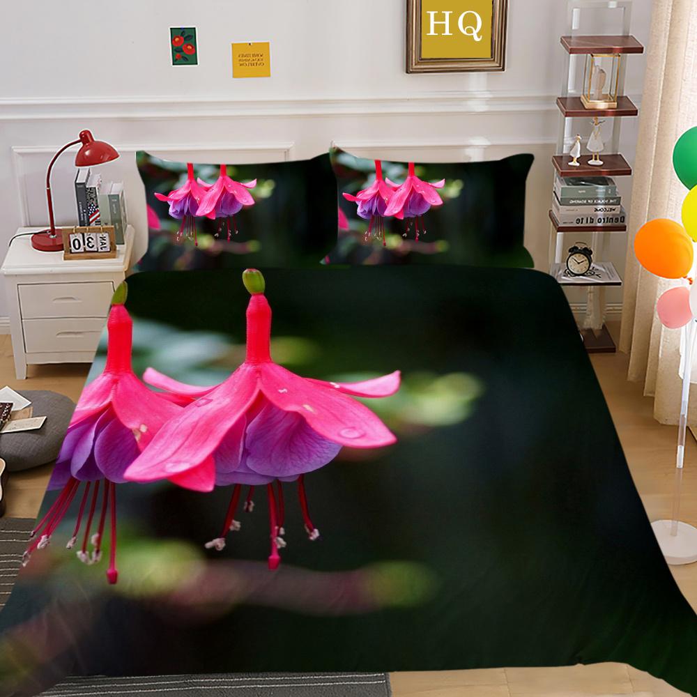 3D Flowers Printing Bed Set Twin Size Microfiber Home Bedding Set Fashion Highend Comforter Cover Set